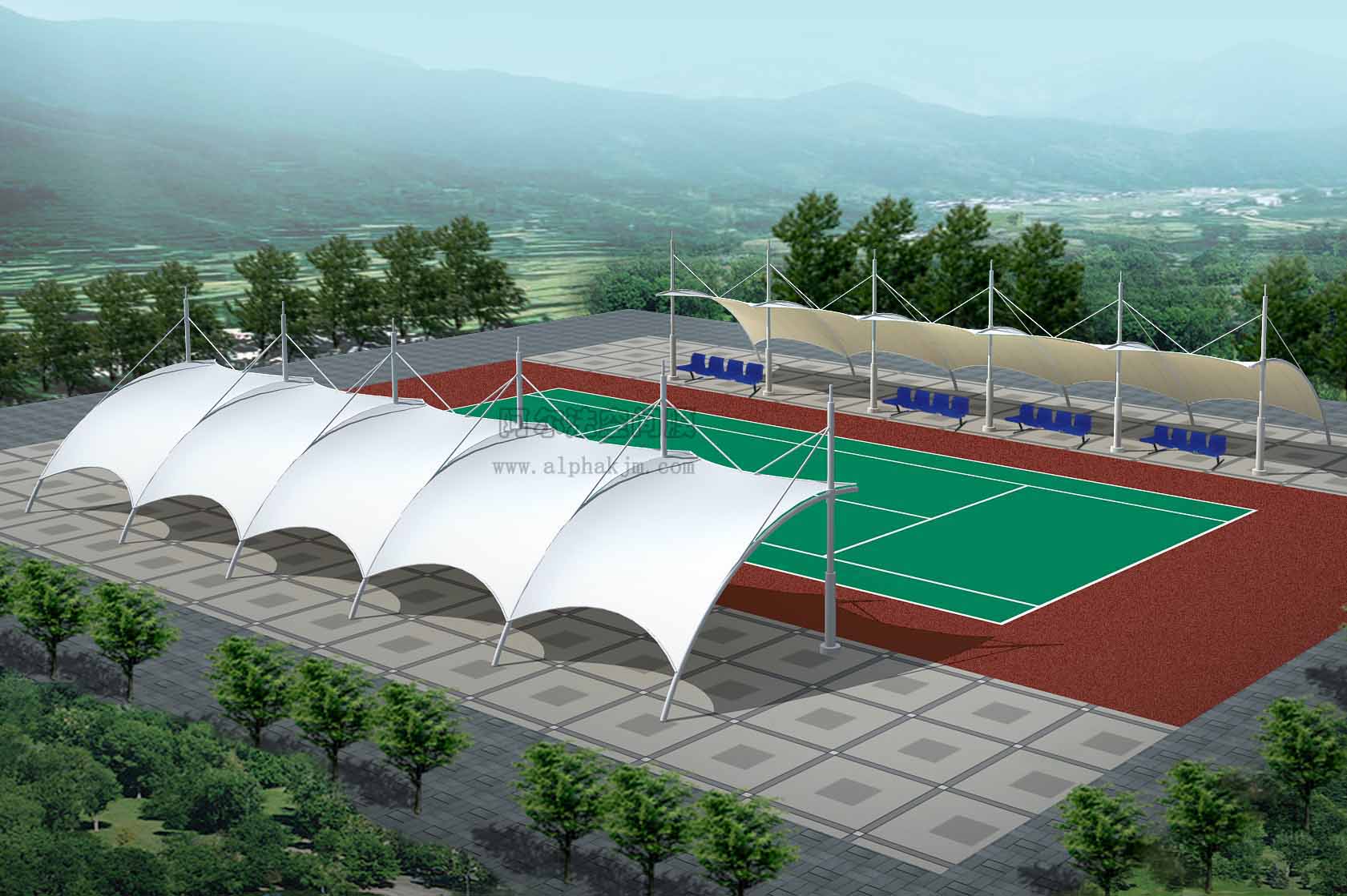 岳阳林纸网球场膜结构
